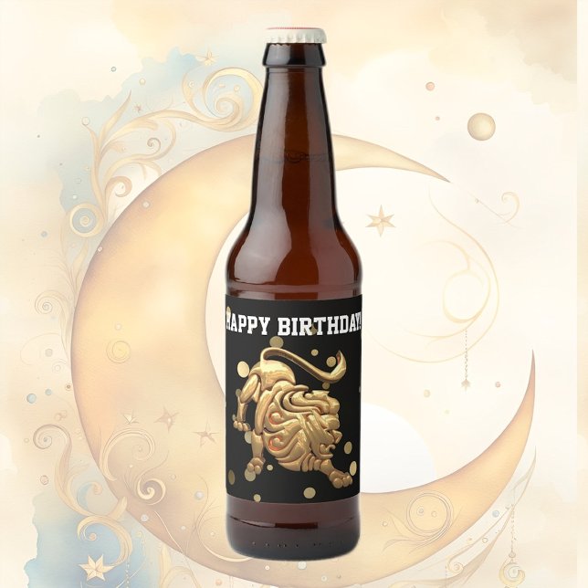Happy Birthday Leo Beer Bottle Label (Creator Uploaded)