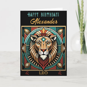 Happy Birthday Leo Zodiac Design Card