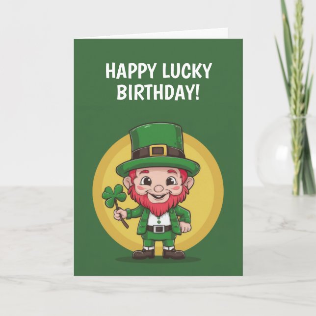 Happy Birthday Leprechaun Card (Front)