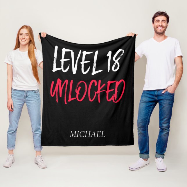 Happy Birthday Level 18 Unlocked Fleece Blanket (In Situ)