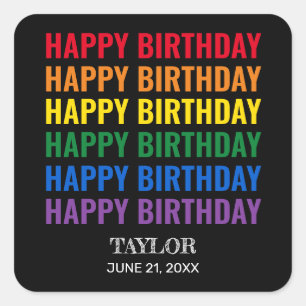 Happy Birthday LGBT Pride LGBTQ Transgender Square Sticker