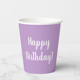 Happy Birthday Lilac Purple Birthday Party Paper Cups