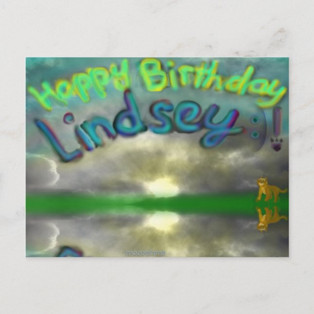 Happy Birthday Lindsey Lioness Post Card (Front)
