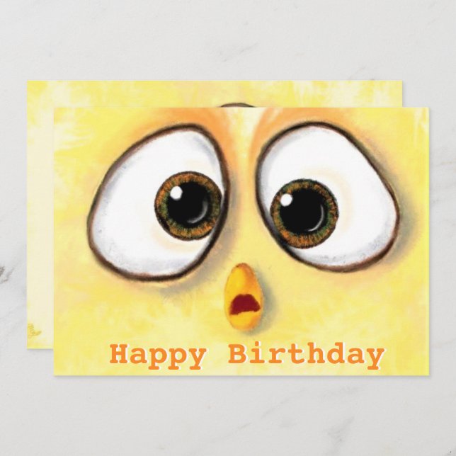 Happy Birthday - Little Chicken with Big Eyes (Front/Back)