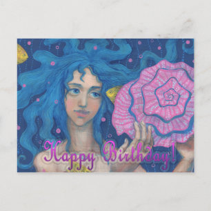 "Happy Birthday" little Mermaid underwater fantasy Postcard