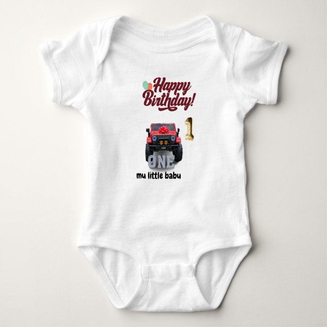 "Happy Birthday Little One - Custom Baby Bodysuit" Baby Bodysuit (Front)