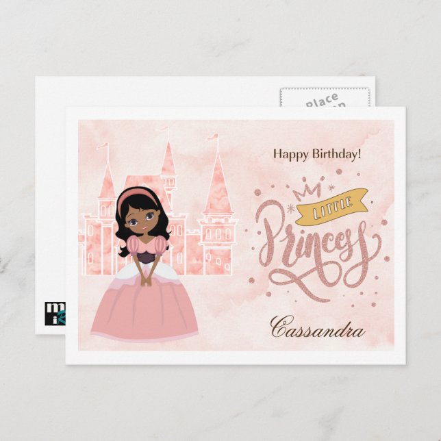 Happy Birthday, Little Princess. Custom Name  Postcard (Front/Back)