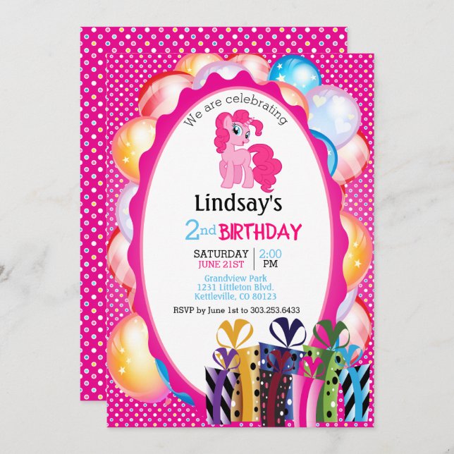 Happy Birthday Little Unicorn Invitation (Front/Back)