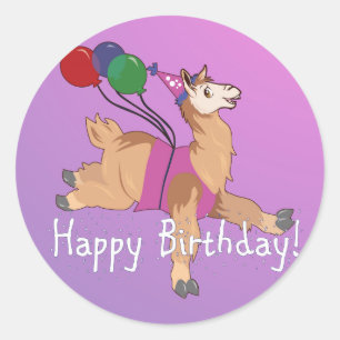 Happy Birthday Llama! Classic Round Sticker