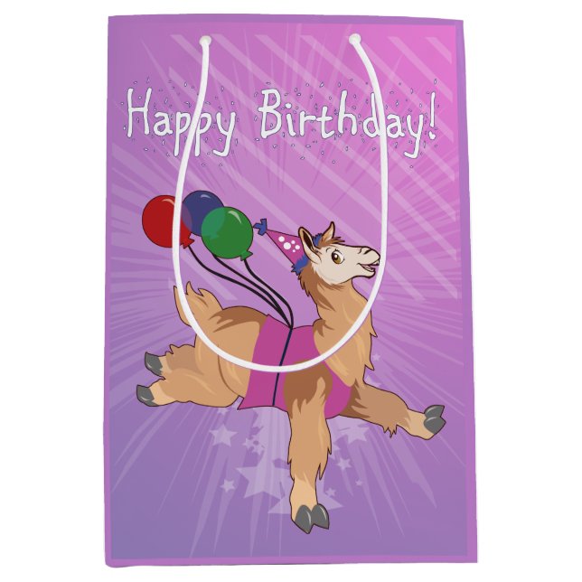Happy Birthday Llama Medium Gift Bag (Front)
