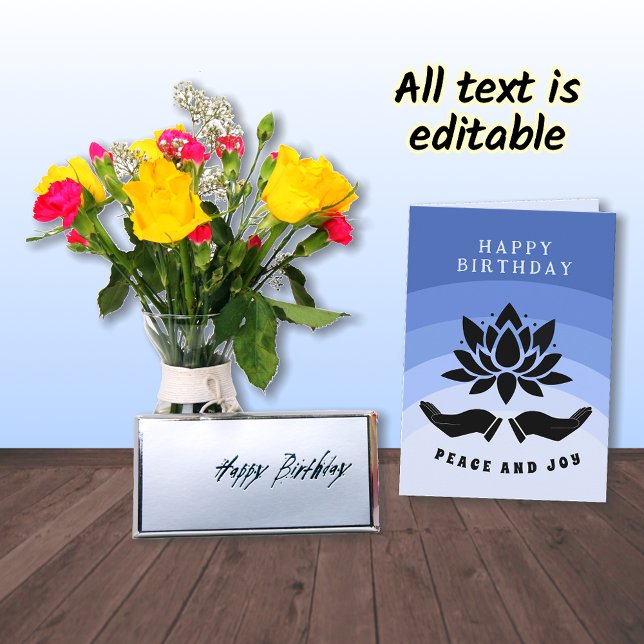 Happy Birthday lotus flower peaceful blue Card (Creator Uploaded)