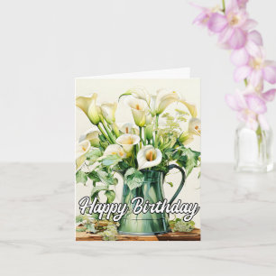 Happy Birthday Lovely Calla Lilies Flowers Card