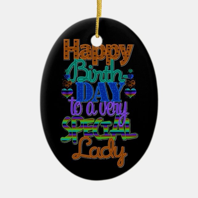 ***HAPPY BIRTHDAY LOVELY LADY*** CERAMIC TREE DECORATION (Front)