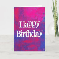 Happy Birthday Magenta and Blue Abstract Painting
