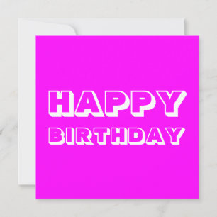 Happy Birthday, magenta pink white modern bold Card
