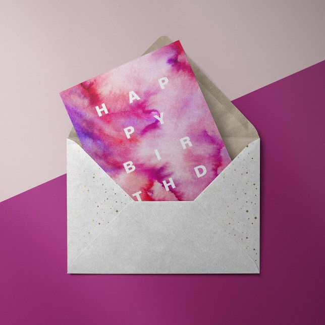 Happy birthday magenta watercolor holiday card (Creator Uploaded)