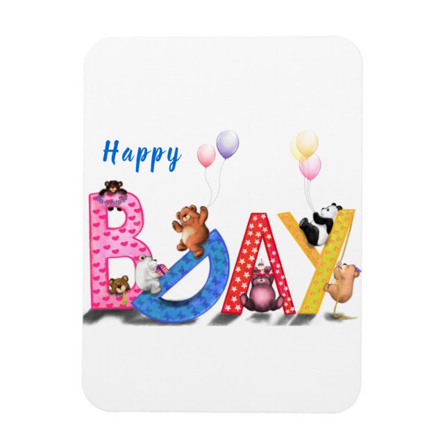 Happy Birthday Magnet Baby Bears Party (Vertical)