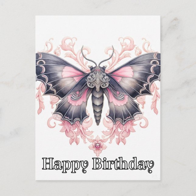 Happy Birthday Majestic Butterfly Illustration Postcard (Front)