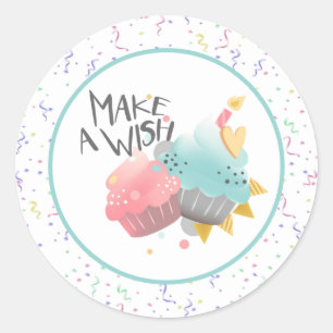Happy Birthday Make a Wish Classic Round Sticker