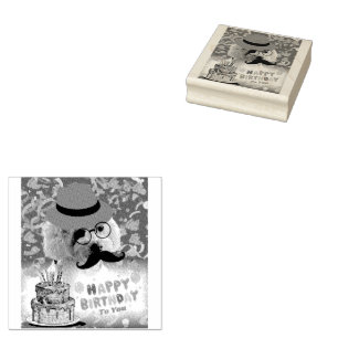 Happy Birthday Make A Wish Poodle Rubber Stamp