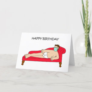 Happy Birthday Man in Facemask and Underpants Holiday Card