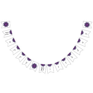 Happy birthday Mandala in purples Bunting
