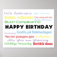 Happy Birthday Many Languages Colourful Typography