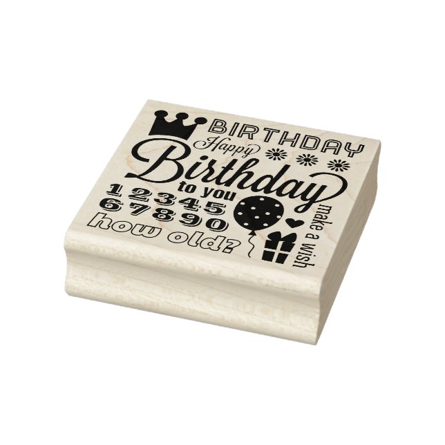 Happy Birthday Many Ways Rubber Art Stamp (Stamp)