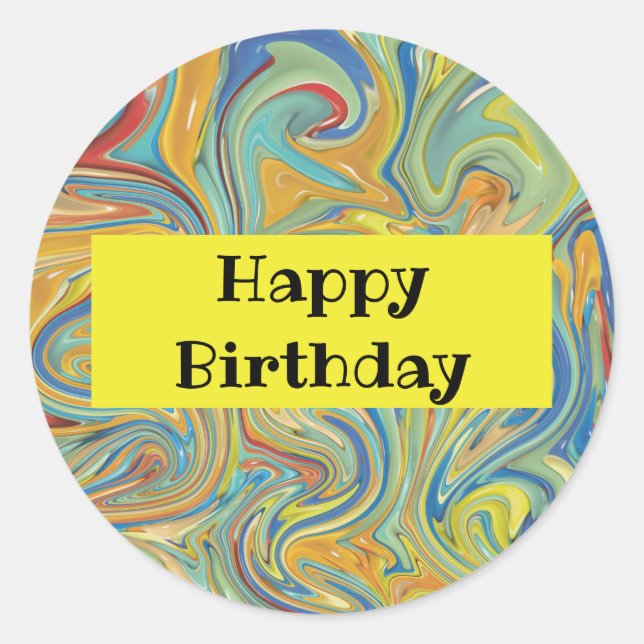Happy Birthday Marble Stickers (Front)