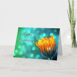 Happy Birthday Marigold on Teal Card