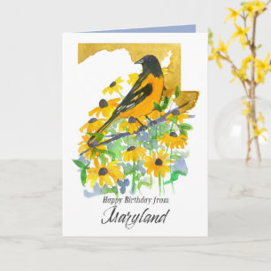 Happy Birthday Maryland Baltimore Oriole Bird Card
