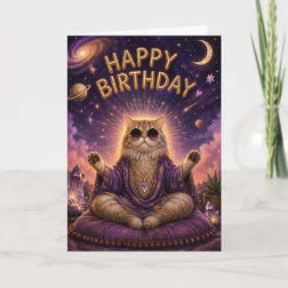 Happy Birthday Meditation Cat Card