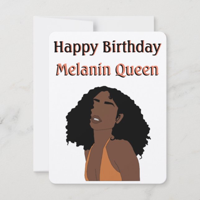 "Happy Birthday Melanin Queen" Card (Front)