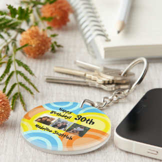 Happy Birthday Memories Photo Collage Key Ring