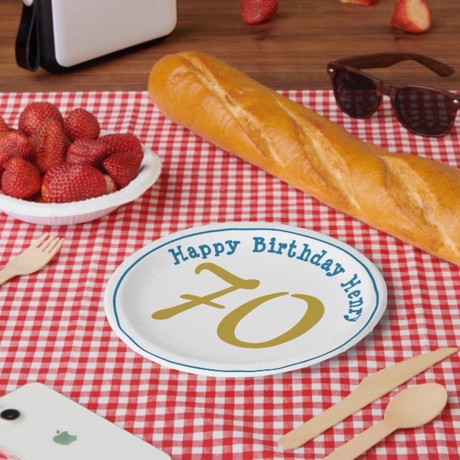 Happy Birthday Men Age Number Paper Plates (Picnic)