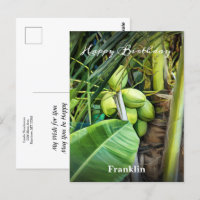 Happy Birthday Men Coconuts Trees Tropical Custom
