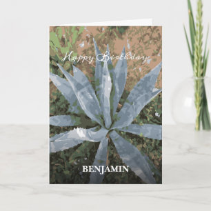 Happy Birthday Men Watercolor Plants Personalise Card