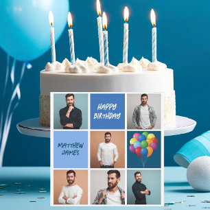 Happy Birthday Mens Photo Collage Personalised Card