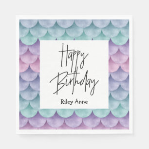 Happy Birthday Mermaid scales Napkin