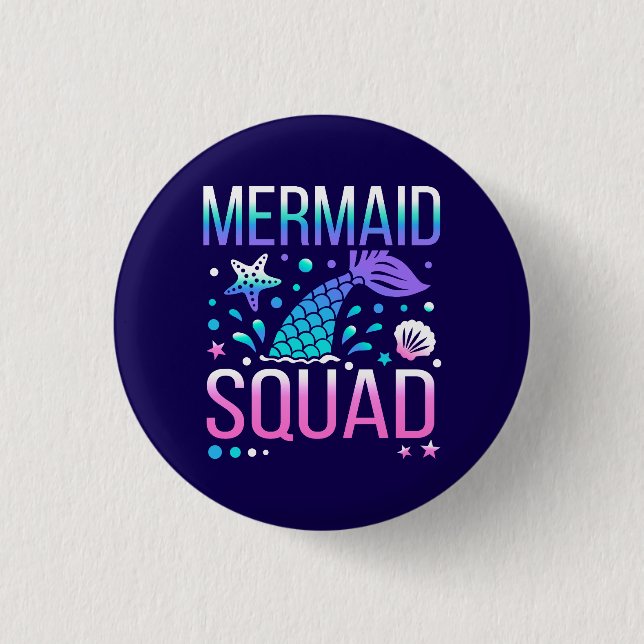Happy Birthday Mermaid Squad-68296 3 Cm Round Badge (Front)