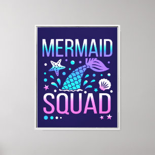 Happy Birthday Mermaid Squad Ocean Party Design Canvas Print