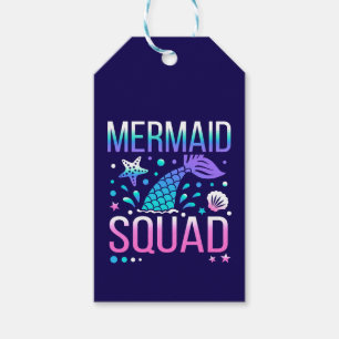 Happy Birthday Mermaid Squad Ocean Party Design Gift Tags