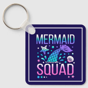 Happy Birthday Mermaid Squad Ocean Party Design Key Ring