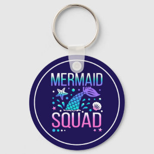 Happy Birthday Mermaid Squad Ocean Party Design Key Ring