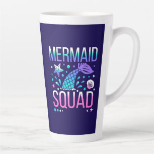 Happy Birthday Mermaid Squad Ocean Party Design Latte Mug