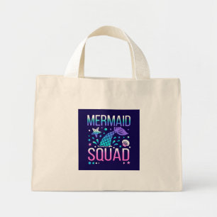 Happy Birthday Mermaid Squad Ocean Party Design Mini Tote Bag