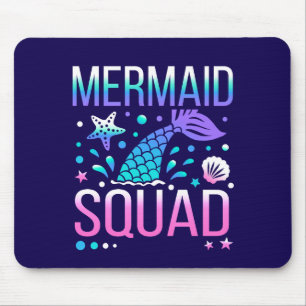 Happy Birthday Mermaid Squad Ocean Party Design Mouse Pad