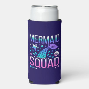 Happy Birthday Mermaid Squad Ocean Party Design Seltzer Can Cooler