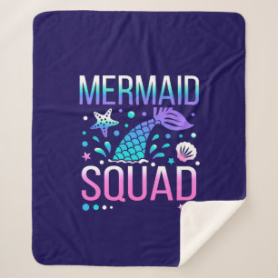 Happy Birthday Mermaid Squad Ocean Party Design Sherpa Blanket