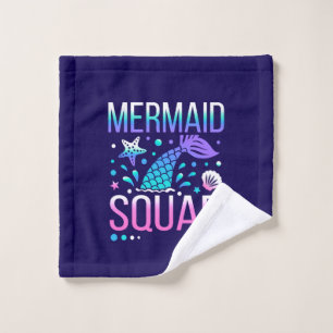 Happy Birthday Mermaid Squad Ocean Party Design Wash Cloth